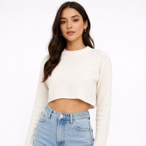 Wild Fable Cream Cropped Knit Sweater – Size S